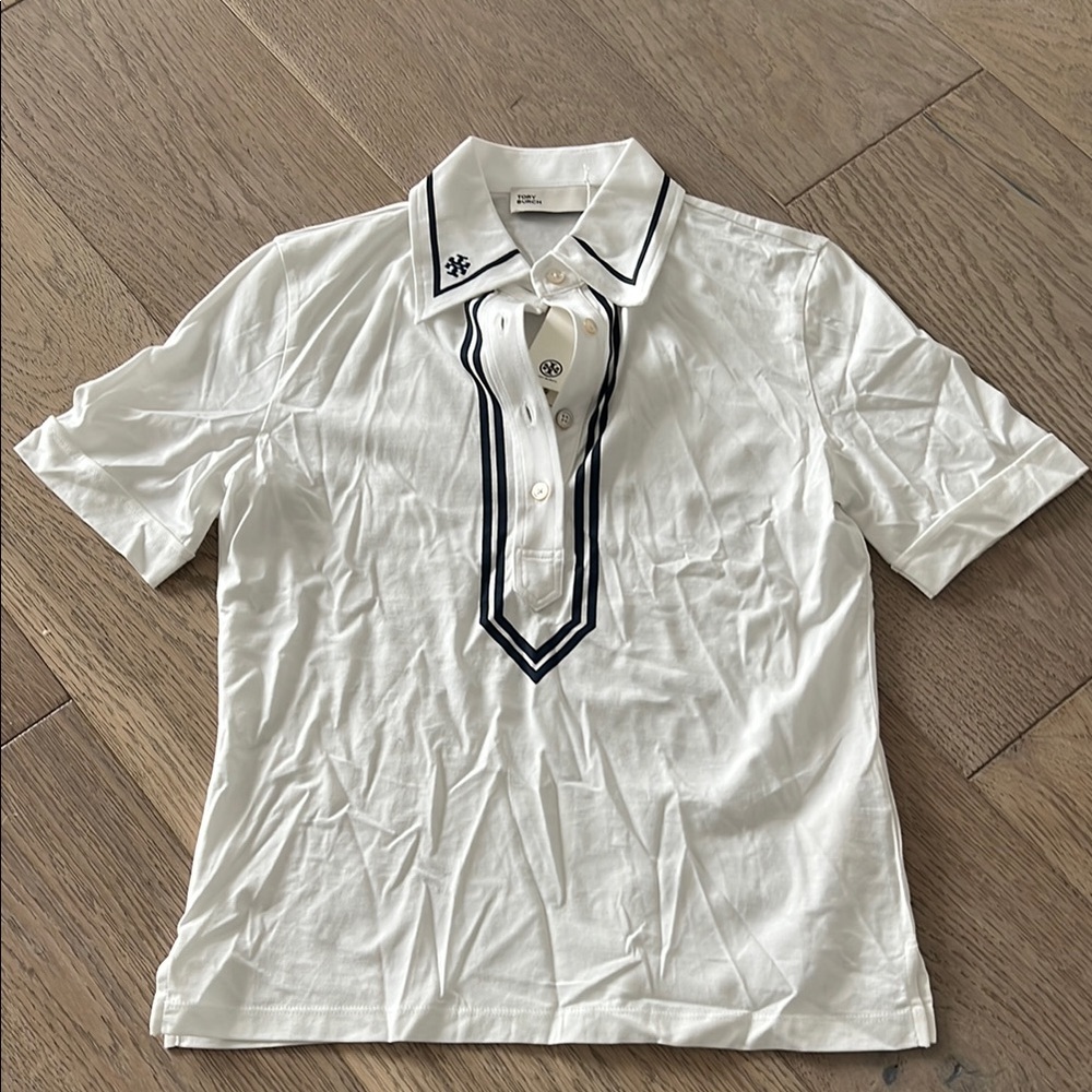 Tory Burch White Blouse with Textured Fabric